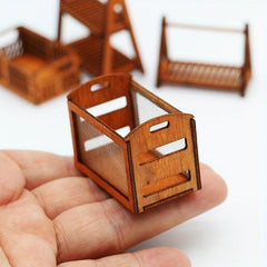 Mini Wooden Frame Iron Mesh Storage Frame Model Scene Decoration