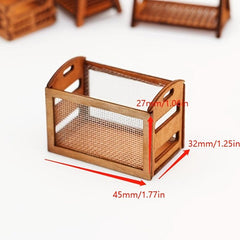 Mini Wooden Frame Iron Mesh Storage Frame Model Scene Decoration