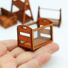 Mini Wooden Frame Iron Mesh Storage Frame Model Scene Decoration