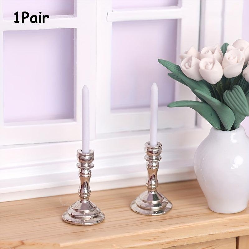 Mini Candlestick Dollhouse Furniture Set with Accessories for Playing House Toys