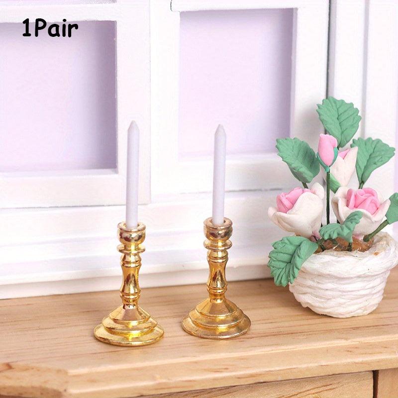 Mini Candlestick Dollhouse Furniture Set with Accessories for Playing House Toys