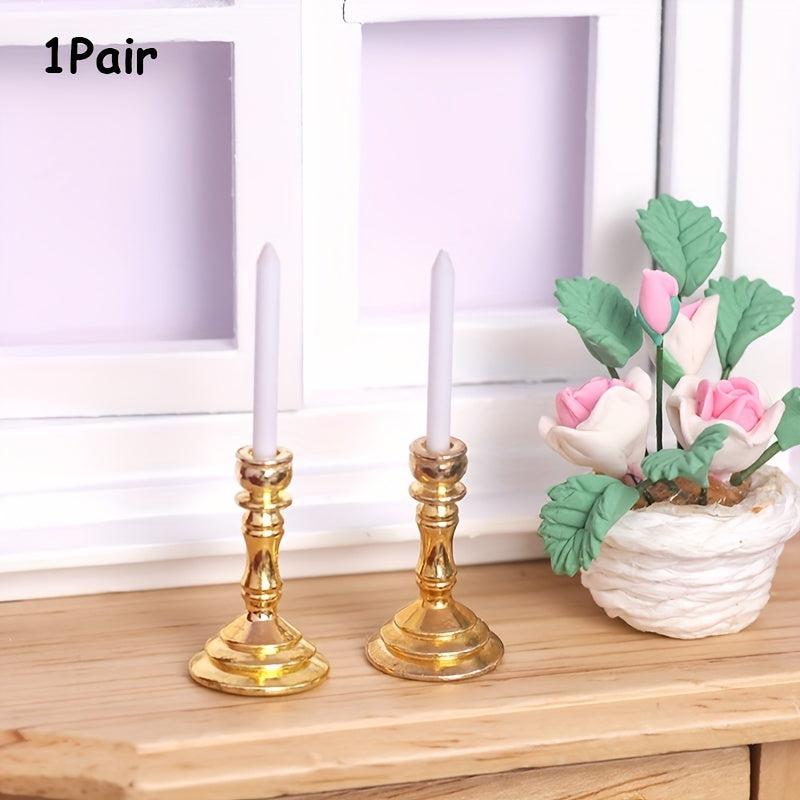 Mini Candlestick Dollhouse Furniture Set with Accessories for Playing House Toys