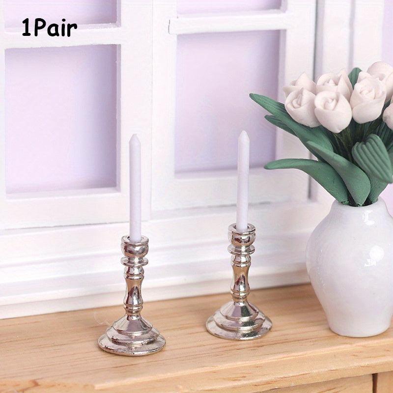 Mini Candlestick Dollhouse Furniture Set with Accessories for Playing House Toys