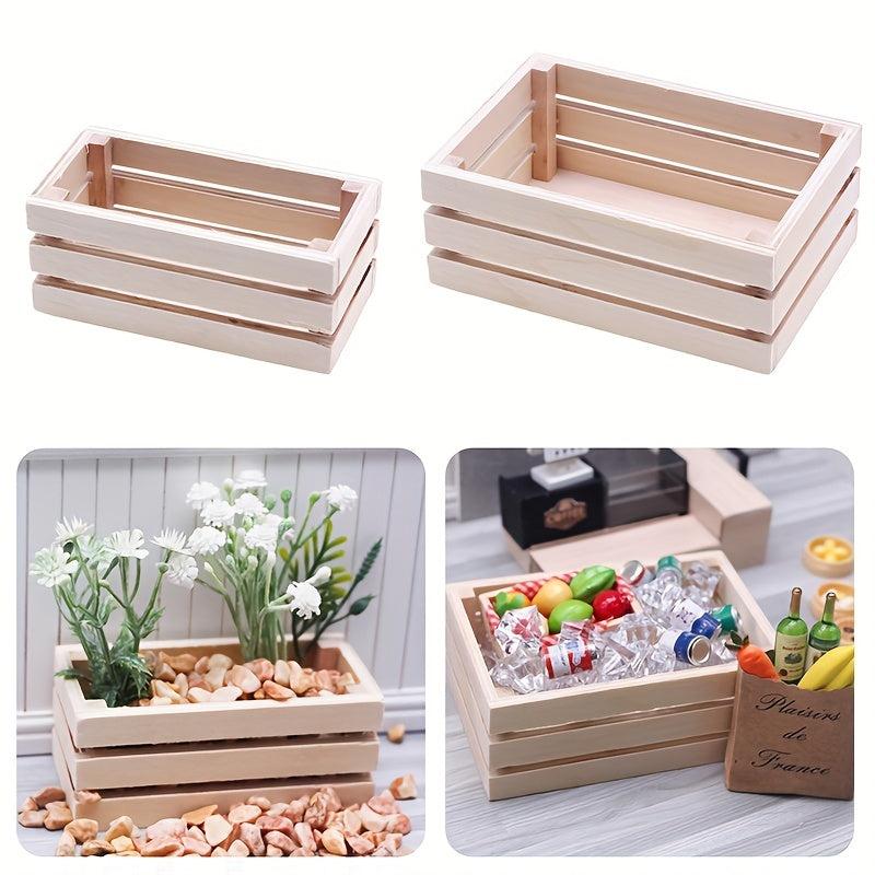 Wooden Dollhouse Storage Basket Model - Supermarket Accessories
