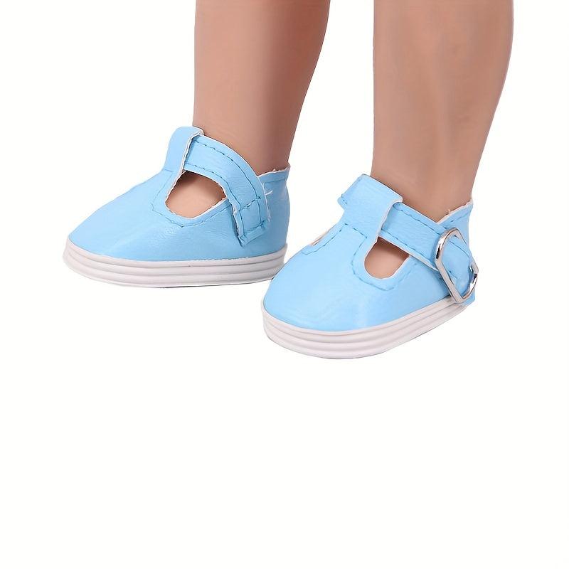 American Doll Small Leather Shoes 35-56cm Wear Hole Buckle Shoes