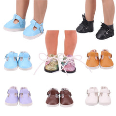 American Doll Small Leather Shoes 35-56cm Wear Hole Buckle Shoes