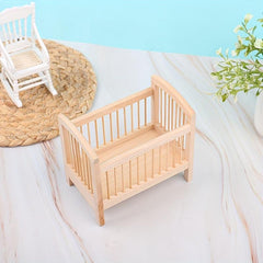 1/12 Dollhouse Miniatures Wooden Crib Model Furniture Decor DIY Accessory