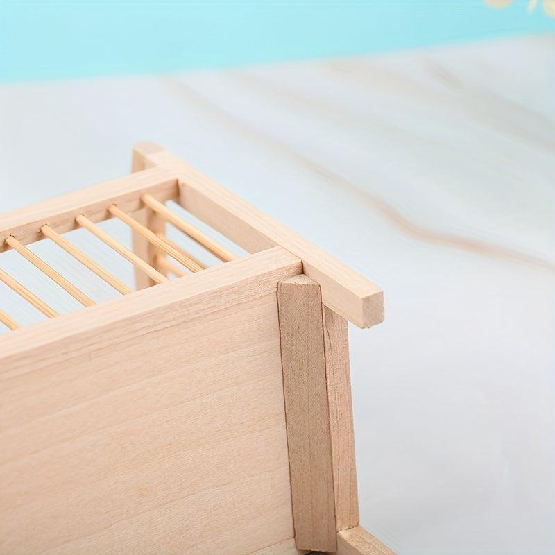 1/12 Dollhouse Miniatures Wooden Crib Model Furniture Decor DIY Accessory