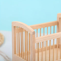1/12 Dollhouse Miniatures Wooden Crib Model Furniture Decor DIY Accessory