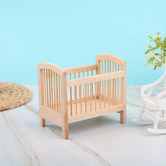 1/12 Dollhouse Miniatures Wooden Crib Model Furniture Decor DIY Accessory