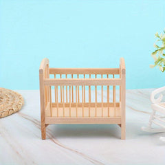1/12 Dollhouse Miniatures Wooden Crib Model Furniture Decor DIY Accessory