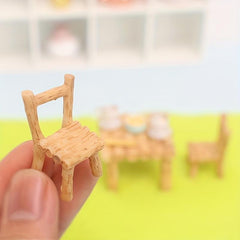 Mini Dollhouse Accessories Table Chair Set Pretend Play Toy