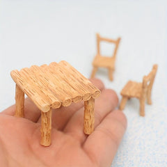 Mini Dollhouse Accessories Table Chair Set Pretend Play Toy
