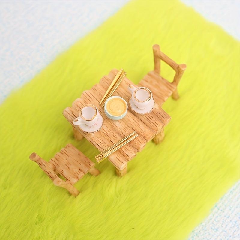 Mini Dollhouse Accessories Table Chair Set Pretend Play Toy