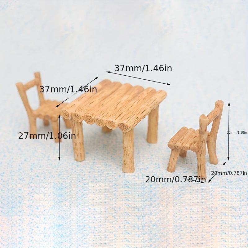 Mini Dollhouse Accessories Table Chair Set Pretend Play Toy