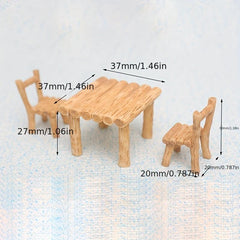 Mini Dollhouse Accessories Table Chair Set Pretend Play Toy
