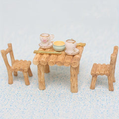 Mini Dollhouse Accessories Table Chair Set Pretend Play Toy