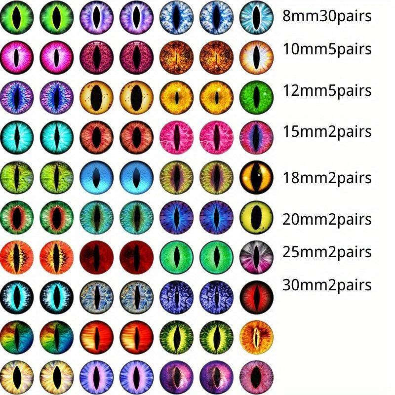 100pcs Doll Eye Beads 50 Pairs in Various Sizes
