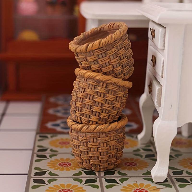 1:12 Dollhouse Resin Basket Kitchen Accessory for Dolls