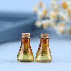 2pcs Mini Glass Bottles Wishing Bottle Jars Vials Mini Storage Bottle