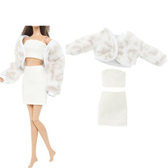 Plush Fleece Coat Dress Top Trousers Mini Skirt Suit Doll Accessories