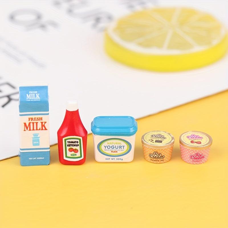 5pcs Dollhouse Tomato Sauce Iced Yogurt Food Toy Model