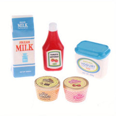 5pcs Dollhouse Tomato Sauce Iced Yogurt Food Toy Model
