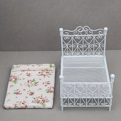 Mini Furniture Wrought Iron Double Bed for Doll House