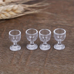 4Pcs 1:12 Dollhouse Goblet Cup Kitchen Wine Glass Cups