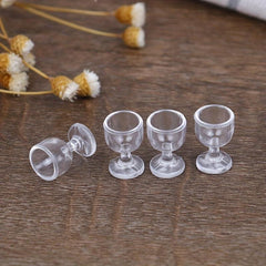 4Pcs 1:12 Dollhouse Goblet Cup Kitchen Wine Glass Cups