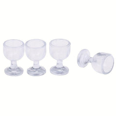 4Pcs 1:12 Dollhouse Goblet Cup Kitchen Wine Glass Cups