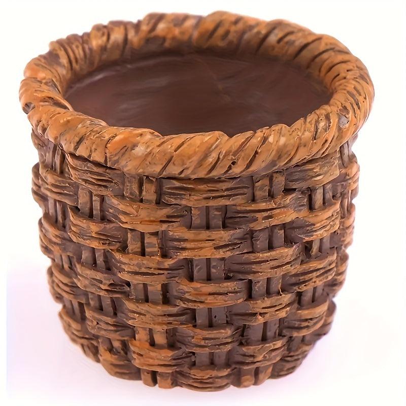 3pcs Mini Resin Basket Dollhouse Fairy Garden Decoration