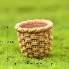 3pcs Mini Resin Basket Dollhouse Fairy Garden Decoration