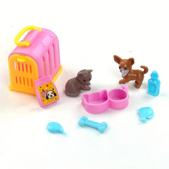 9pcs Mini Doll Accessories Pet Dog House Cattery Play House Toy