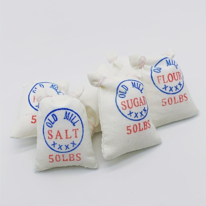 3pc Dollhouse Kitchen Food Play Set with Flour, Salt, Sugar Bags