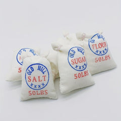 3pc Dollhouse Kitchen Food Play Set with Flour, Salt, Sugar Bags