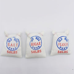 3pc Dollhouse Kitchen Food Play Set with Flour, Salt, Sugar Bags