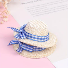 2pcs 1:12 Dollhouse Straw Hat Model Doll Dressing Decoration