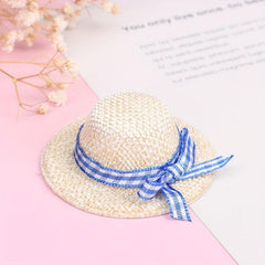 2pcs 1:12 Dollhouse Straw Hat Model Doll Dressing Decoration