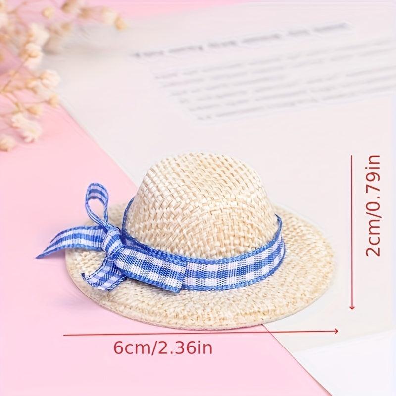 2pcs 1:12 Dollhouse Straw Hat Model Doll Dressing Decoration