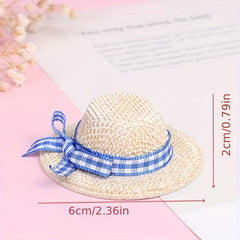 2pcs 1:12 Dollhouse Straw Hat Model Doll Dressing Decoration