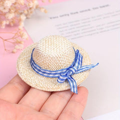 2pcs 1:12 Dollhouse Straw Hat Model Doll Dressing Decoration