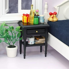Dollhouse Wooden Bedside Cupboard Mini Furniture Night Table