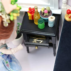 Dollhouse Wooden Bedside Cupboard Mini Furniture Night Table