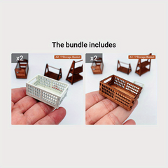 Wooden Dollhouse Storage Box for Micro Scene Decor