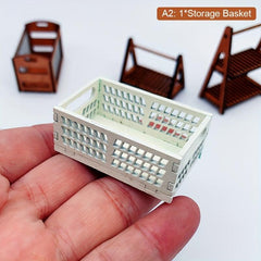 Wooden Dollhouse Storage Box for Micro Scene Decor