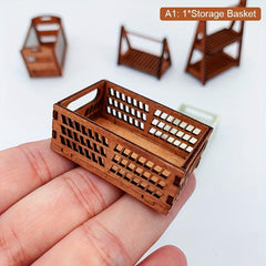 Wooden Dollhouse Storage Box for Micro Scene Decor