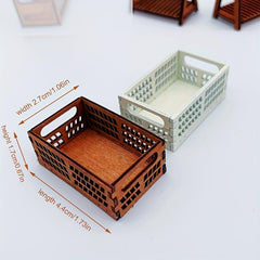 Wooden Dollhouse Storage Box for Micro Scene Decor