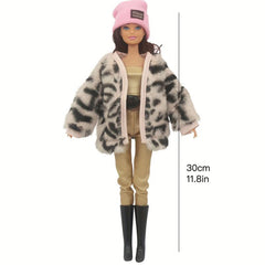 Leopard Squishy Long Sweater for 11 8in Dolls