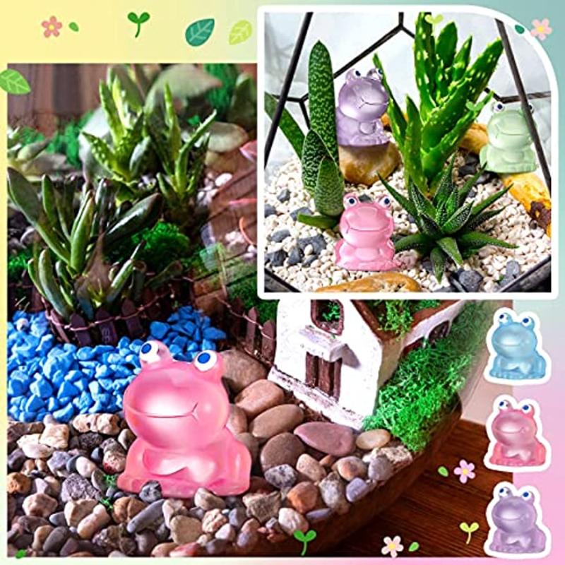 Glow in the Dark Frog Figurines 21Pcs Mini Frogs Garden Decoration Crafts